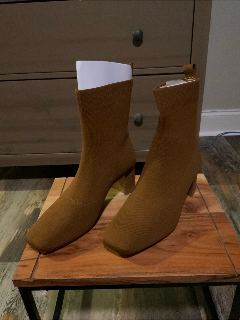 Quince Women’s Chestnut Knit Sock Booties with Block Heel Size 9 - Picture 4 of 6